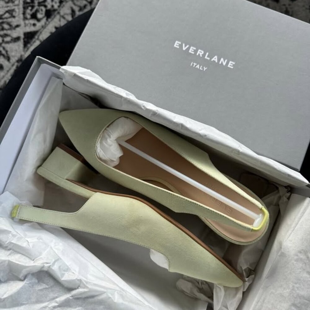Everlane new in box light green slingback pumps size 6.5 made in Italy